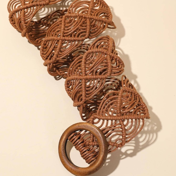 Boho Circle Buckle Woven Belt - Picture 5 of 8